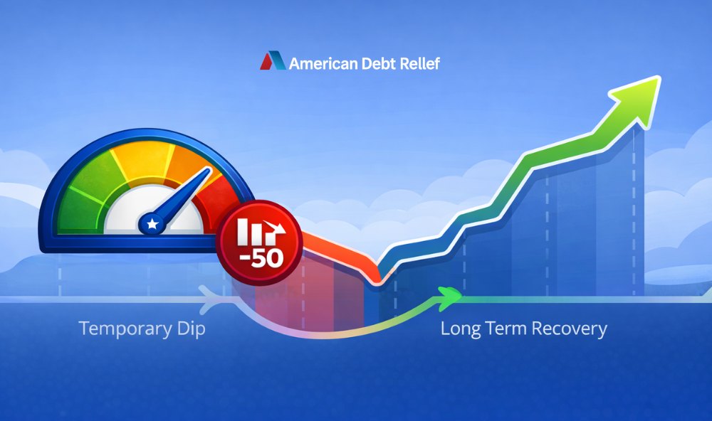 Illustration showing temporary decline in credit score